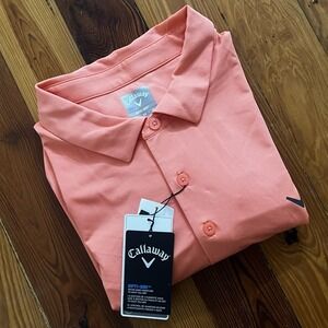 Callaway‎ Men's Performance Golf Polo Shirt Coral Pink Size XL Stretch